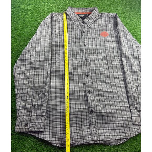 Harley-Davidson H-D Performance Plaid Button-Up Shirt Black Gray 2XL Long Sleeve - Picture 4 of 7